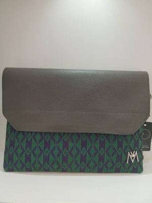 Gris / pagne tissé vert bleu