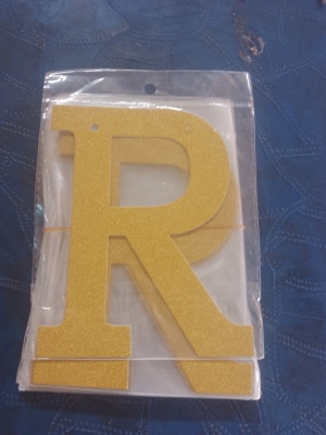 Lettres alphabétique murale R doré pqt 1x10pcs