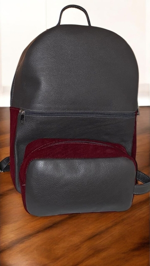 Sac à dos - Gris / rouge bordeau
