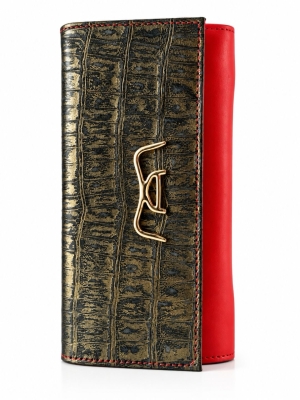 Wallet - vert croco / rouge