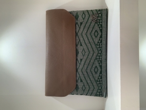 Marron / pagne tissé vert