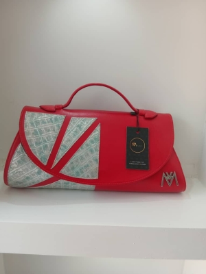 Rouge / cuir déco argenté