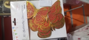 Papillons deco.Doré-rouge